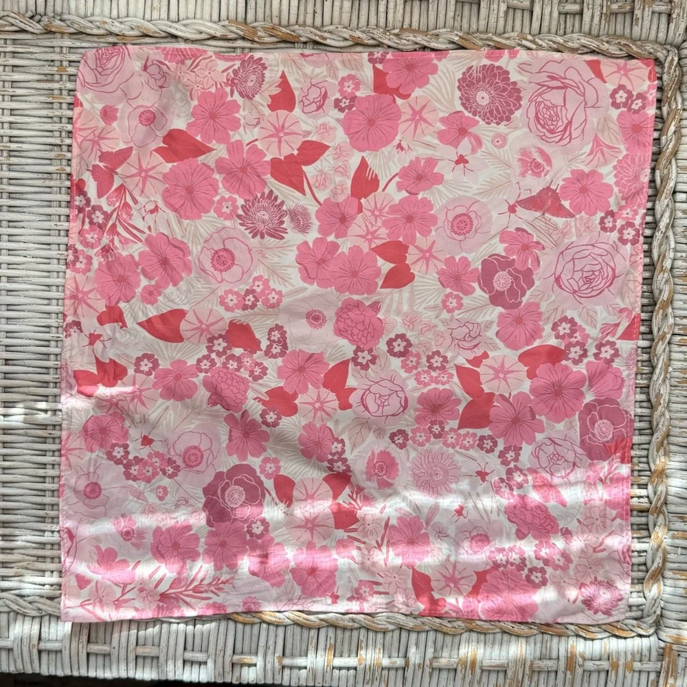 Anthropologie Retro Pink Floral Small Purse Scarf